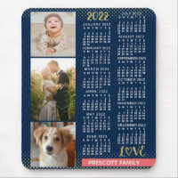2022 Calendar Navy Coral Gold Family Photo Collage