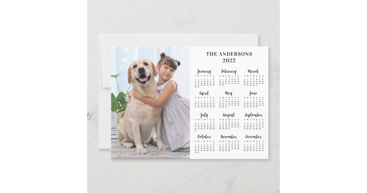 New Puppy For Christmas 2022 December 2022 Calendar Pet Dog Kids New Year Custom Photo Holiday Card | Zazzle.ca