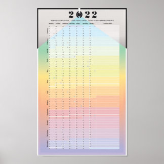 2022 Calendar - PracticalWoo moon planner Poster
