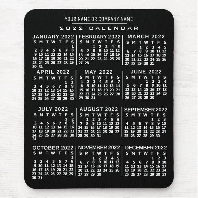 2022 Calendar (See Description for New Version)  Mouse Pad (Front)