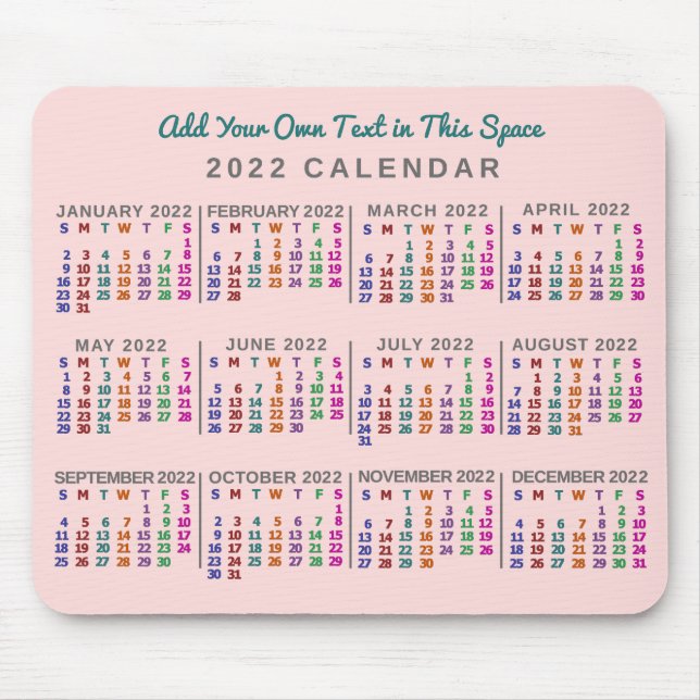 2022 Calendar (See Description for New Version)  Mouse Pad (Front)