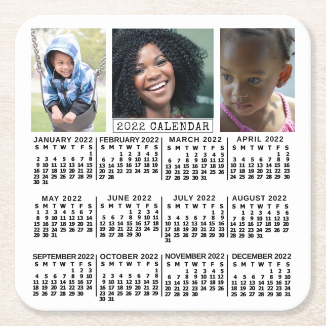 2022 Calendar (See Description for New Version)  Square Paper Coaster (Front)