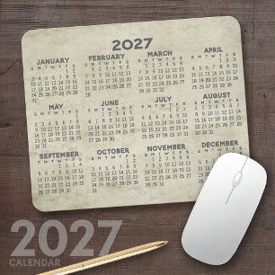 2022 Calendar - traditional parchment gold grey Mouse Pad