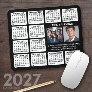 2022 Calendar with 2 Photos and Text - Black White Mouse Pad
