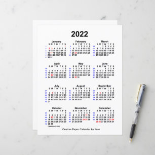 2022 Custom Holiday 52 Week Calendar by Janz