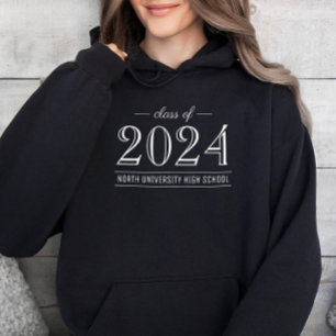 2022 Elegant Black and White Custom Graduation Hoodie