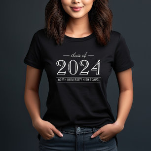 2022 Elegant Black and White Custom Graduation T-Shirt