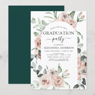 2022 Emerald Green Graduation Floral Greenery Invitation