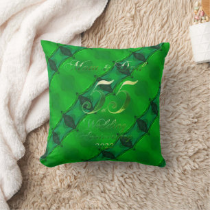 2022 Emerald Wedding 55th Anniversary Parents Throw Pillow