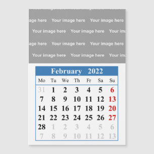 2022 February calendar Magnetic card