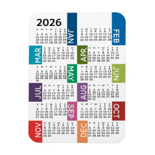 2022 Full Year View Calendar - fun and colourful Magnet