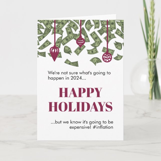 2022 Funny Raining Cash Inflation Christmas  Card (Front)