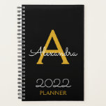 2022 Gold Black Monogram Elegant Planner<br><div class="desc">2022 Gold Black Monogram Name and Initial Spiral Notebook Planner. This makes the perfect sweet 16 birthday,  wedding,  bridal shower,  anniversary,  baby shower or bachelorette party gift for someone that loves glam luxury and chic styles.</div>