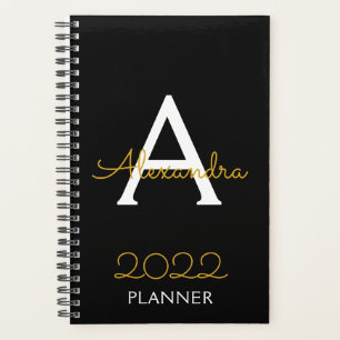 2022 Gold Black Monogram Elegant Planner