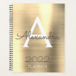 2022 Gold Metallic Monogram Elegant Planner<br><div class="desc">2022 Gold Metallic Monogram Name and Initial Spiral Notebook Planner. This makes the perfect sweet 16 birthday,  wedding,  bridal shower,  anniversary,  baby shower or bachelorette party gift for someone that loves glam luxury and chic styles.</div>