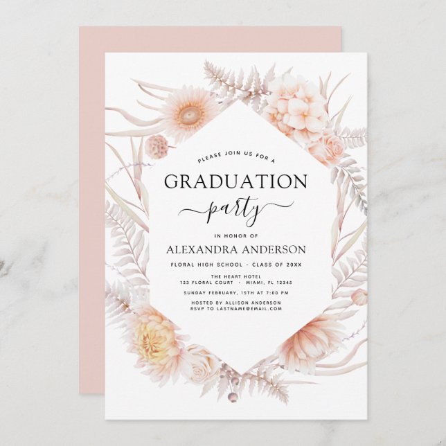 2022 Graduation Boho Chic Dusty Pink Desert Invita Invitation (Front/Back)