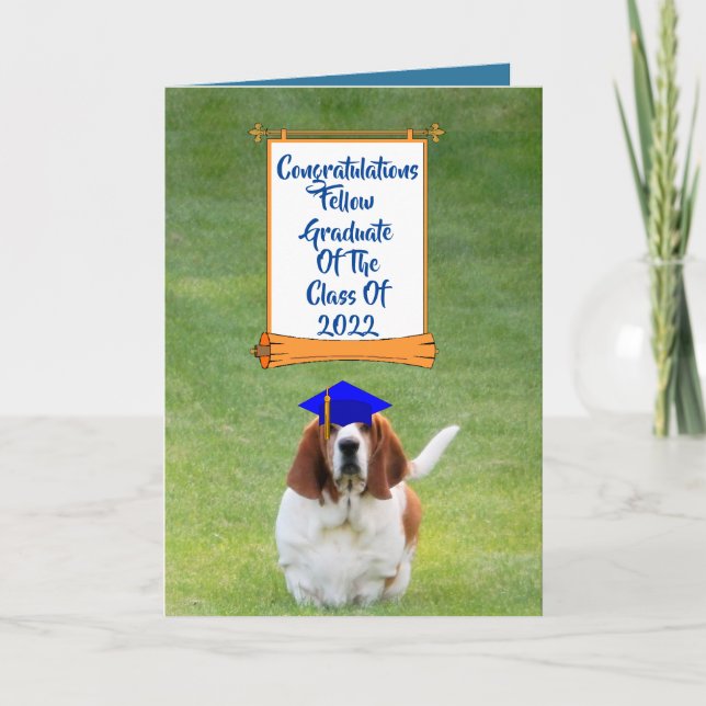 2022 Graduation Card W/Basset Hound W/Cap & Scroll (Front)