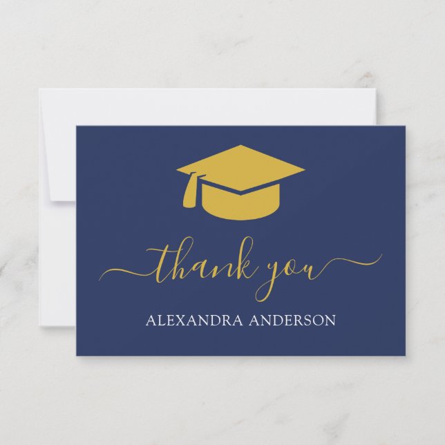 2022 Graduation Thank You Navy Blue Gold Card (Front)
