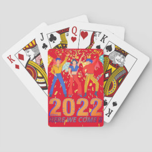 2022 HERE WE COME funny new years eve party gift Playing Cards