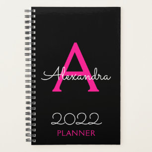 2022 Hot Pink Black Monogram Elegant Planner