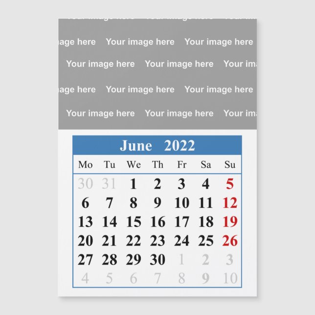 2022 June calendar Magnetic card (Front)