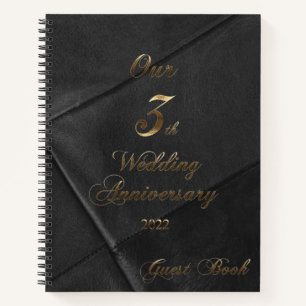 2022 Leather Wedding Our 3th Anniversary Guestbook Notebook