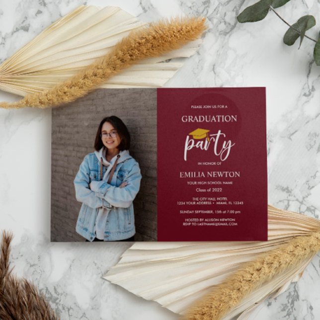  2022 Maroon and Gold  Photo Graduation Party  Invitation (Creator Uploaded)