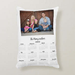 2022 Modern Family Name Photo Calendar Accent Pillow