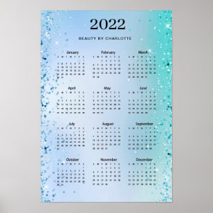 2022! Modern Glitter Calender Poster