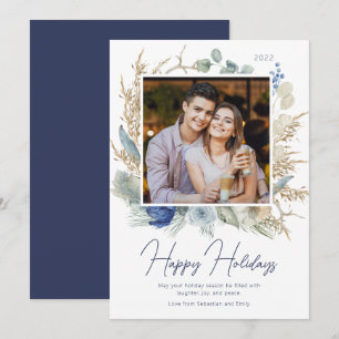 2022 Modern Photo Happy Holidays Boho Floral