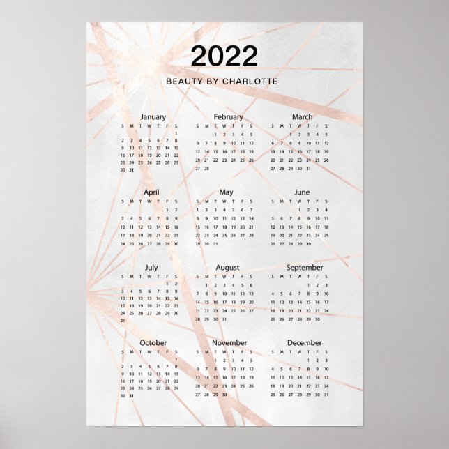2022! Modern Watercolour Calendar Poster. Poster (Front)