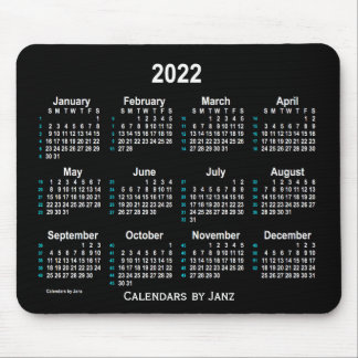 2022 Neon White 52 Weeks Calendar by Janz Mouse Pad