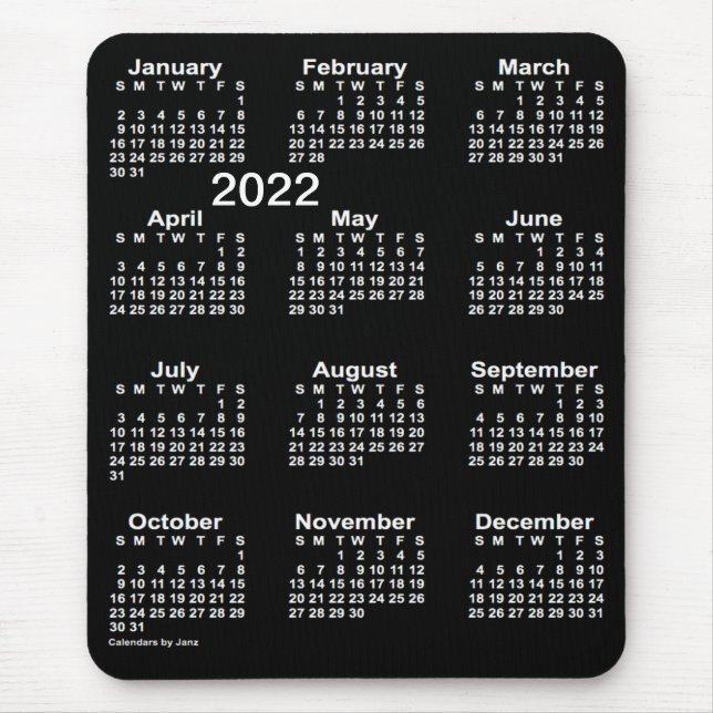 2022 Neon White Large Print Calendar by Janz Mouse Mouse Pad (Front)