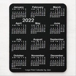 2022 Neon White Large Print Calendar by Janz Mouse Pad