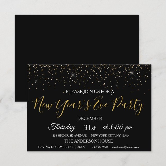 2022 New Year's Eve Party Glitter Sparkle Invite (Front/Back)