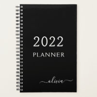 2022 Noir Blanc Script Monogramme Nom Moderne