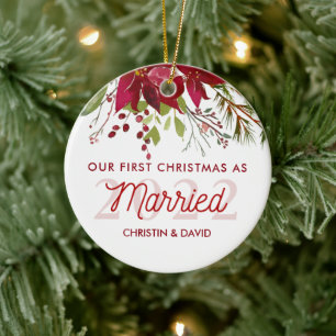 2022 Our First Christmas As Married Ceramic Ornament