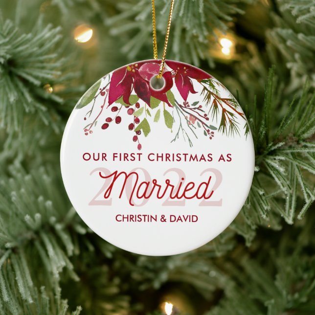 2022 Our First Christmas As Married Ceramic Ornament (Tree)