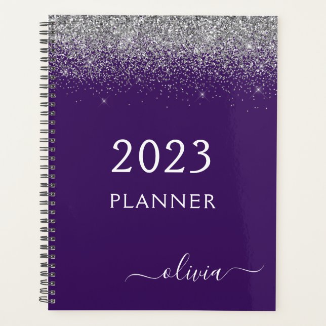 2022 Parties scintillant violet argenté Monogramme (Devant)