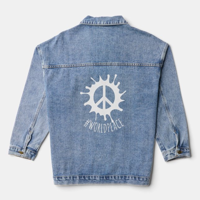 2022 Peace Global Peace International Unity Love P Denim Jacket (Back)