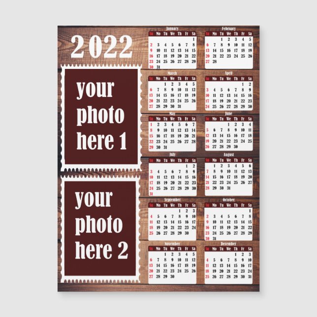 2022 Photo Personalized Calendar Fridge Magnet (Front)