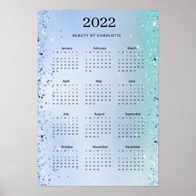 2022! Poster de Calender Parties scintillant moder (Devant)