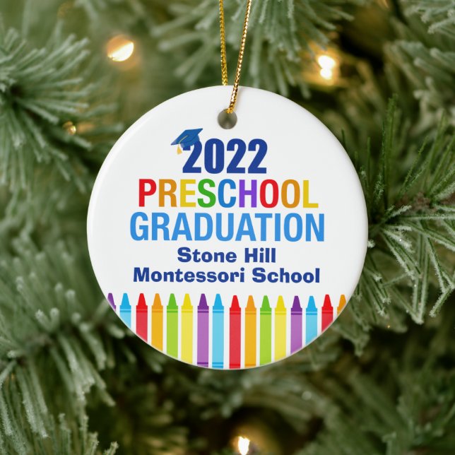 2022 Preschool Graduation Cute Custom Graduate Ceramic Ornament (Tree)