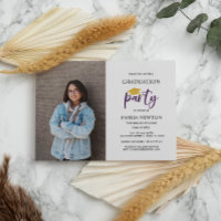 2022 Purple white Gold Photo Graduation Party