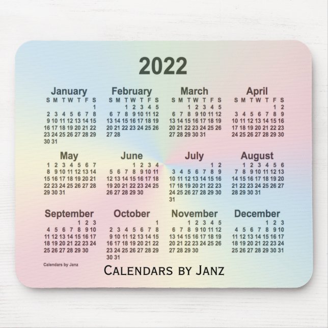2022 Rainbow Cloud Calendar by Janz Mouse Pad (Front)