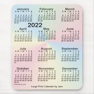 2022 Rainbow Cloud Large Print Calendar by Janz Mouse Pad