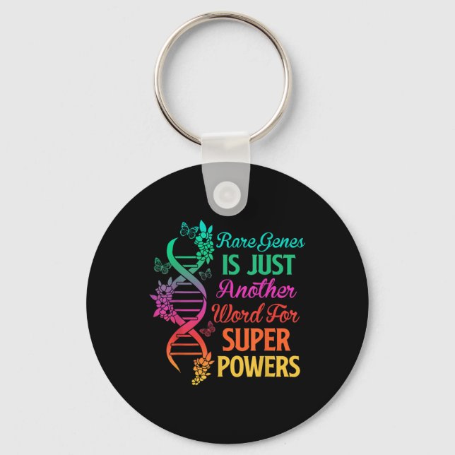 2022 Rare Disease Day Awareness Zebra Ribbon Dna F Keychain (Front)