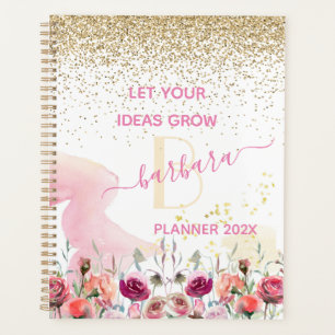 2022 Rose Gold - Blush Pink Glitter Monogram Planner