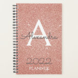 2022 Rose Gold Blush Pink Glitter Monogram Planner<br><div class="desc">2022 Rose Gold - Blush Pink Sparkle Glitter Monogram Name and Initial Spiral Notebook Planner. This makes the perfect sweet 16 birthday,  wedding,  bridal shower,  anniversary,  baby shower or bachelorette party gift for someone that loves glam luxury and chic styles.</div>
