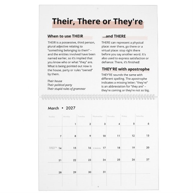 2022 Rose Gold Boss Lady Rules Spelling Amnesia Calendar (Mar 2027)